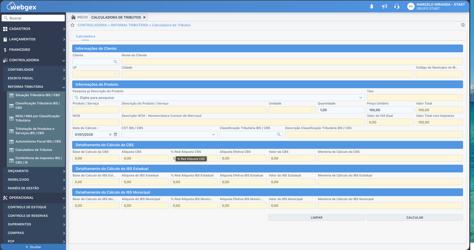 Interface do ERP Webgex